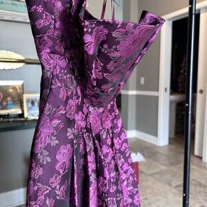 Mac Duggal Strapless Floral Brocade A-Line Midi Dress size 6